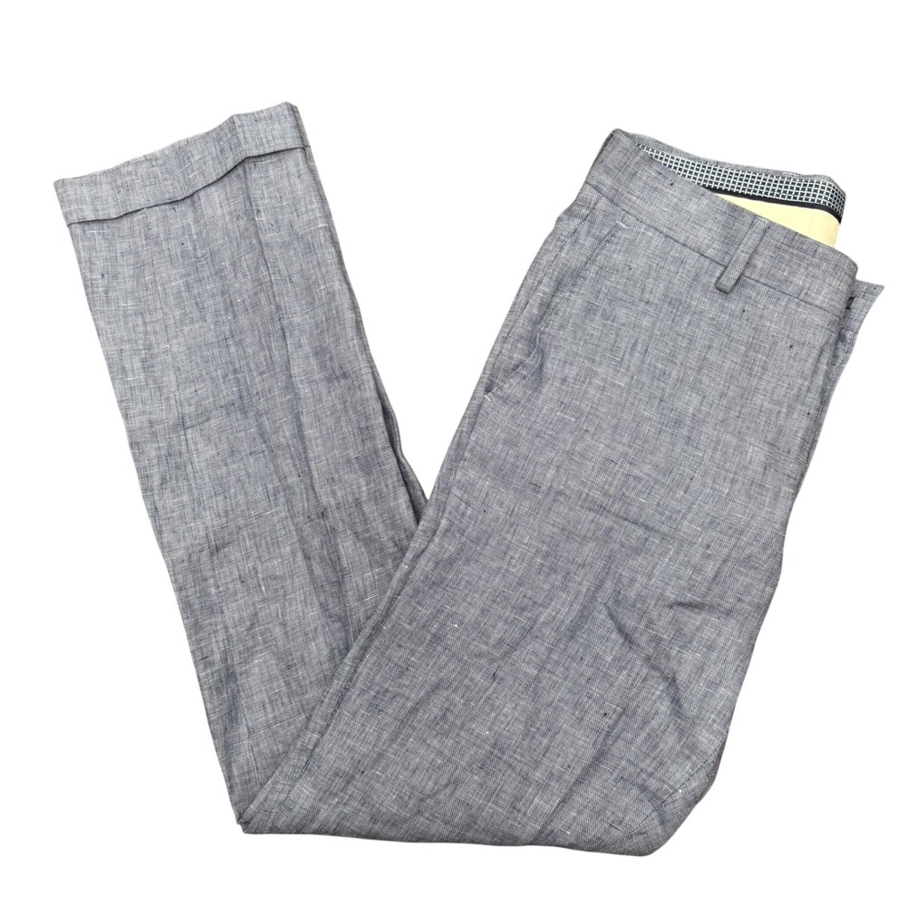 Murano Baird McNutt Linen Pants Mens 29x32 Blue Alex Fit Cuffed Irish Trousers